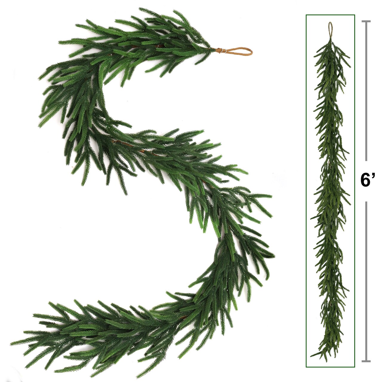 6' Real Touch Norfolk Garland | Lifelike Evergreen Christmas Garland for Mantles, Doorways & Stair Railings | Perfect Holiday & Winter Decor | Durable & Reusable Indoor/Outdoor Greenery - 2024 Christmas Collection, Floral Home by Artificial Flowers